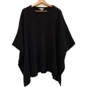 Garnet Hill navy blue wool poncho sweater size small